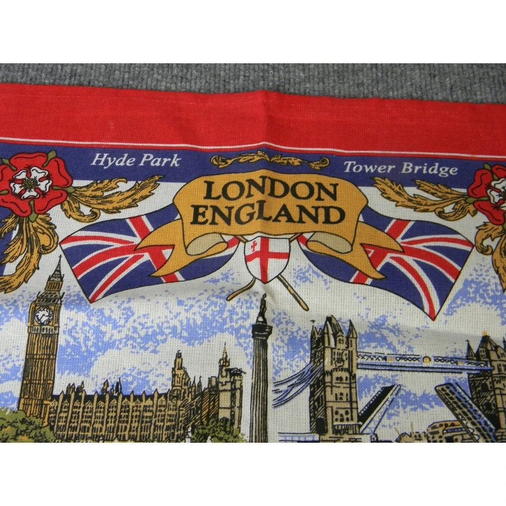 London England Tea Towels Set of 2 18x28 Cotton British Landmarks Souvenir